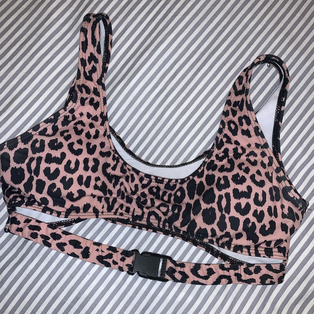 Leopard cut out bikini top